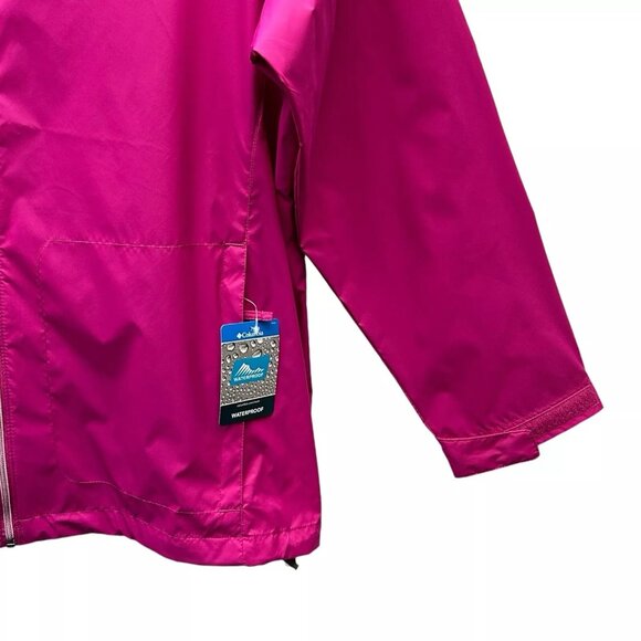 Columbia Women's Waterproof Rain Jacket Size 3X Fuchsia Hooded Lightweight - Picture 2 of 6